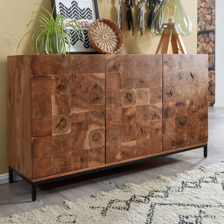 Union Rustic Harrisonville 132Cm Wide Acacia Solid Wood Sideboard